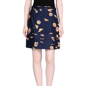 Tory Burch RARE Resortwear Straw Hats African print Cotton Navy Mini Skirt 6